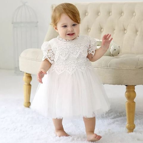 Vestido Bebê Batizado Casamento Com Renda Guipir E Saia Tule | Shopee ...