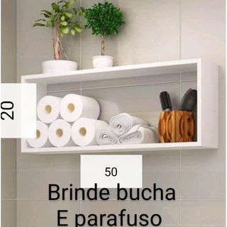 Nicho retangular na cor branco, uma unidade, para organização e decoração, para banheiro, quarto, sala, cozinha, produto já vai montado.