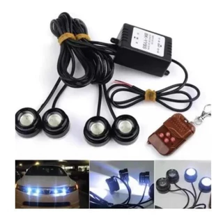 Led Olho de Águia 4x1,5w Strobo Flash Eagle Eye LED Olho de Gato Para Carro Com Controle Remoto Sem Fio À Prova D 'Água Drl Lâmpada De Luz de Advertência Branco ou Vermelho Azul