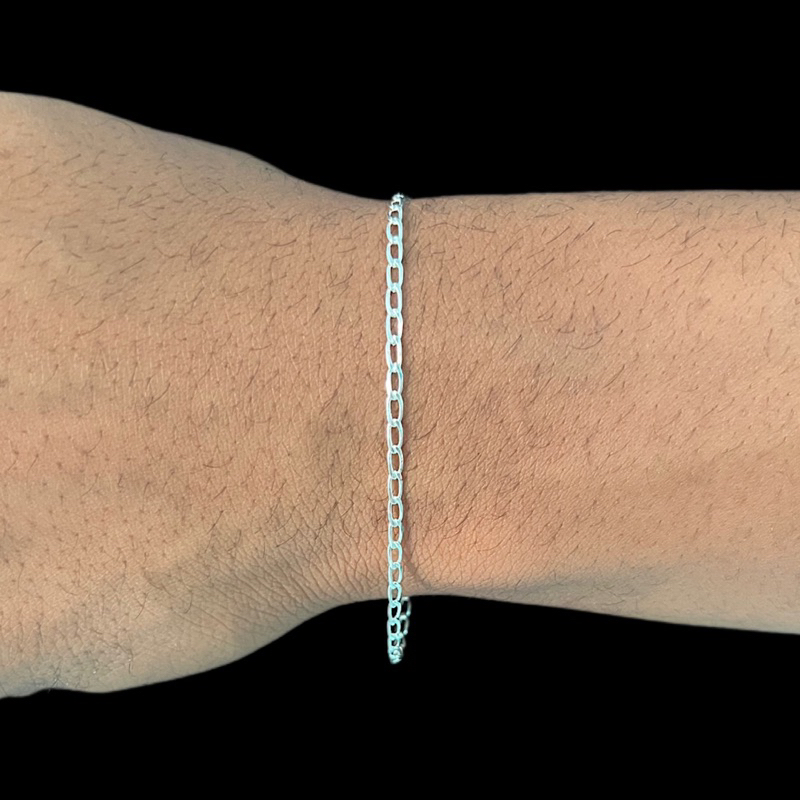 Pulseira Masculina Grumet Long 2mm Banhado A Prata 925