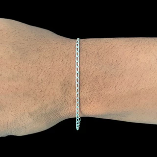 Pulseira Masculina Grumet Long 2mm Banhado A Prata 925