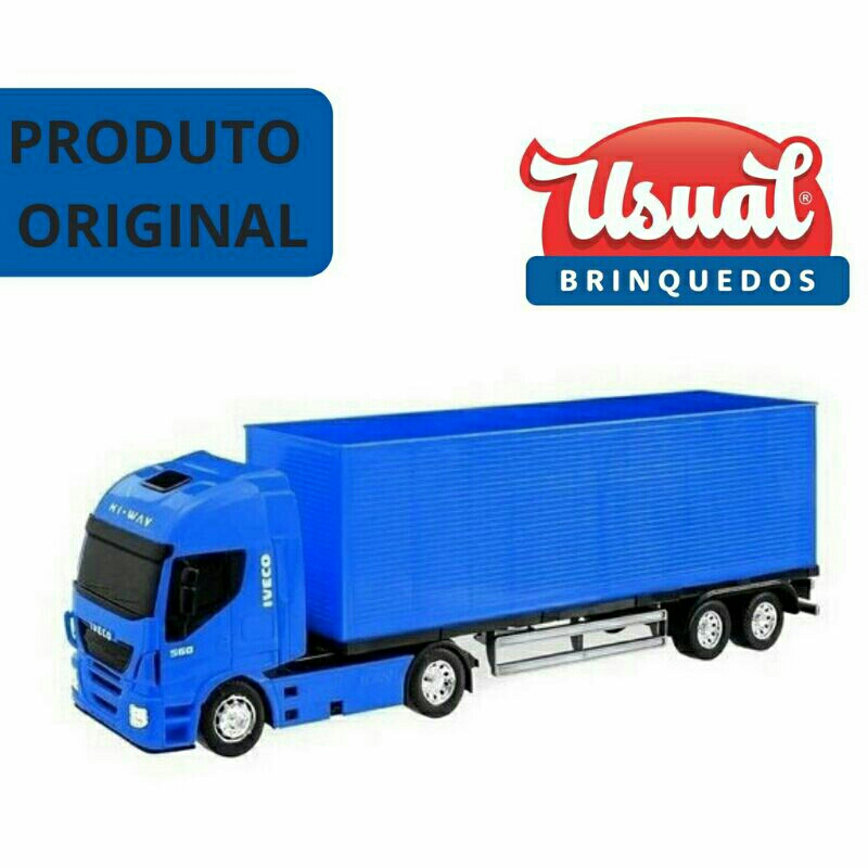 Brinquedo Caminhão Baú Hi Way Iveco Azul