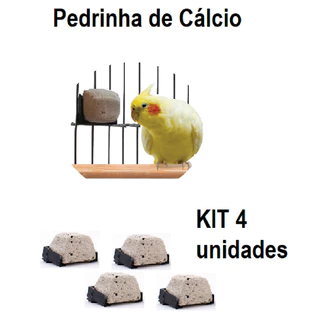Brinquedo para Calopsita – kit 4 Pedra de Calcio Bloco com Engate para gaiolas Calopsitas agapornis periquitos e outros psitacídeos