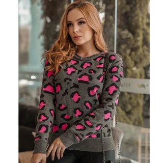 Blusa de frio grossa animal print tendência 2023