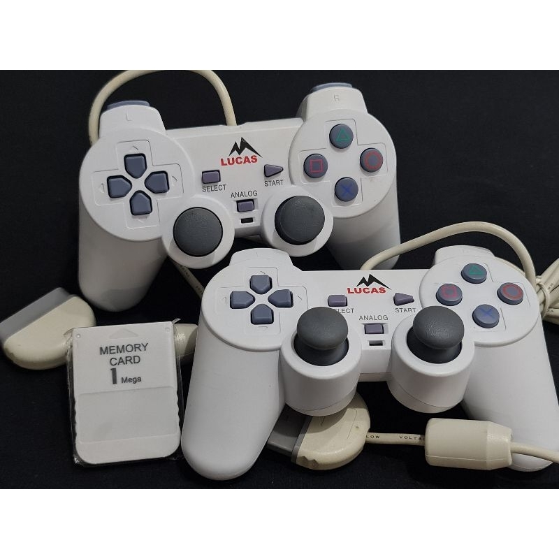 Kit 2 Controles PS1 Dualshock 1 e 1 Memory card PS1