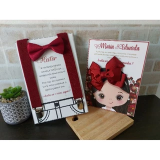 kit Convites Daminha e Pajem personalizado Marsala Infantil
