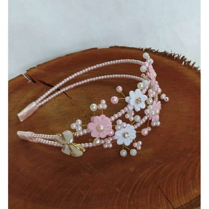tiara jardim encantado flores borboleta pérola, laço de cabelo infantil ...