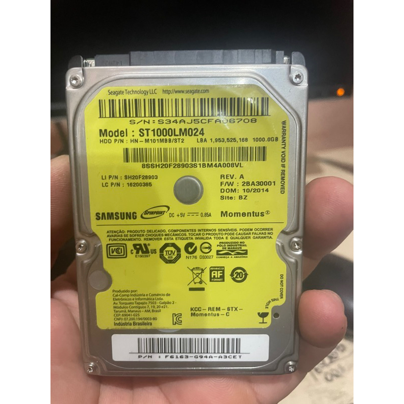 HD 1000GB testado 100% FORMATADO 1TB notebook