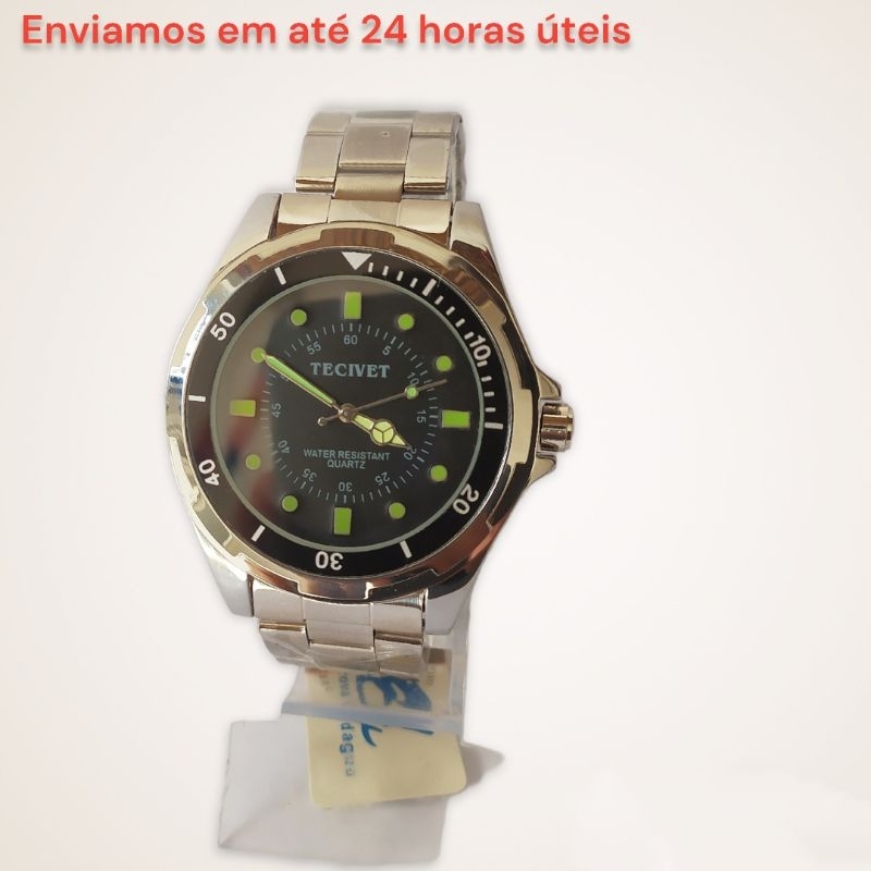 Relogio Masculino Tecivet Prateado original resistente a água da Linha ...