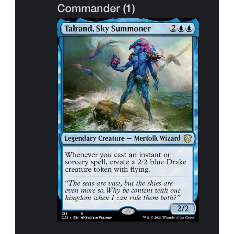 Deck commander Talrand,sky summoner magic the gathering mtg pronto combo para jogar edh