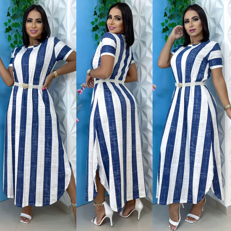 Vestido Longo Saruel Feminino Manga Romantic Roupa FemininaA