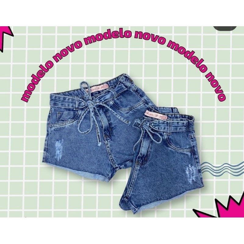 Short jeans de store laço