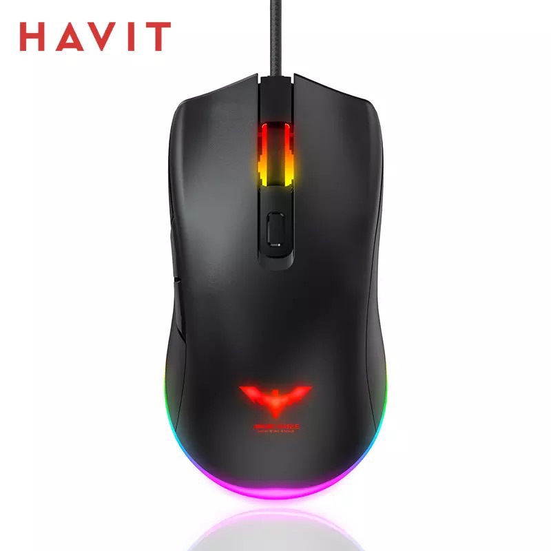 Mouse para jogos Havit RGB com fio programável ergonômico USB Mice