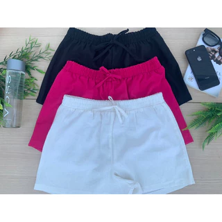 Kit 3 Short Linho do P ao Plus Size verão feminino Cós elastico bermuda