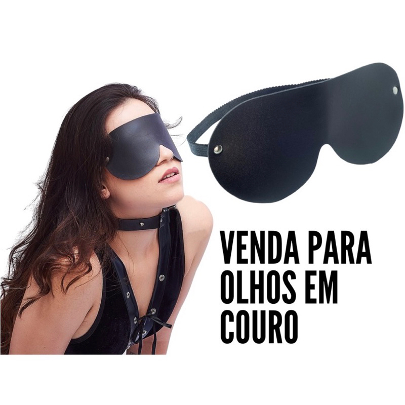 Venda Tapa Olhos Dominatrixx Preta Venda Arredondada Couro Fetiche Sado PromoÇÃo Shopee 2157