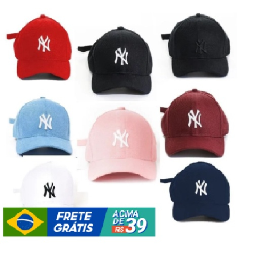 Boné Aba Curva NY New York Unissex Marrom Branco Preto Todas as Cores