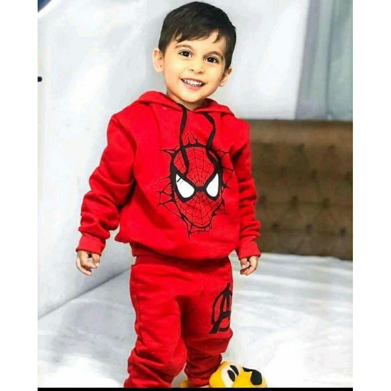 Moletom infantil Conjunto Blusão e calça homem aranha em moletom agasalho de frio flanelado(felpado)