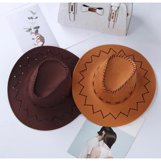 Chapéu De Cowboy Feminino / Masculino De Camurça Com Aba Larga