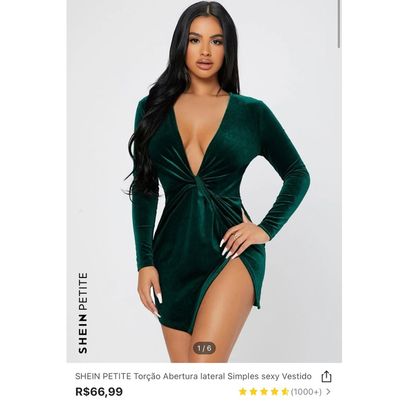 Vestido veludo Shein