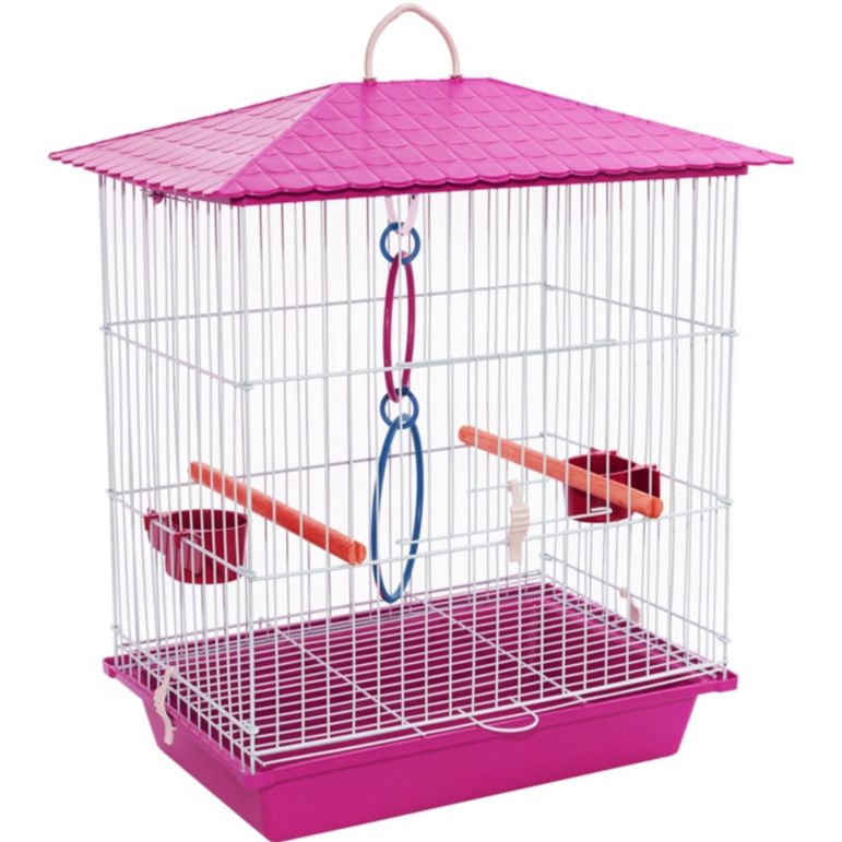 Gaiola para calopsita MAIS ACESSORIO UM JOGO DE ARGOLA COLORIDA mansa teto plástico na cor Rosa OpçãoPet