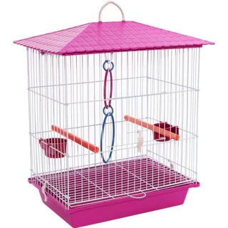 Gaiola para calopsita MAIS ACESSORIO UM JOGO DE ARGOLA COLORIDA mansa teto plástico na cor Rosa OpçãoPet