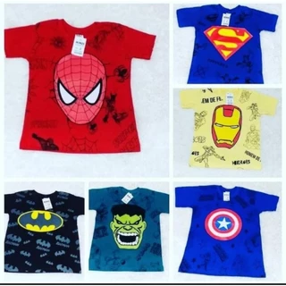 kit 10 camisas infantil atacado personagens, herois