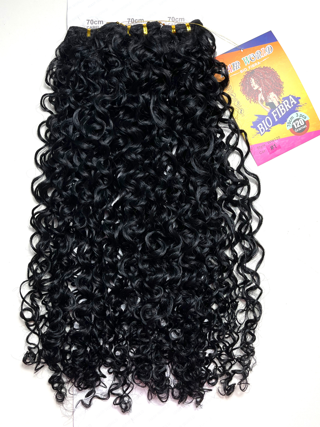 Cabelo Orgânico Bio Fibra Cacheado Na Tela 70cm 120g 3pcs HAIRWORLD ...