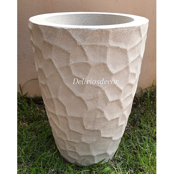 Vaso de Planta Decorativo Reciclável em Polietileno, Coluna Pedra P 08