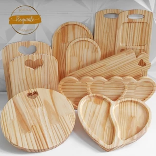 Tábuas de Frios + Petisqueira de Madeira para Servir - KIT Mesa Posta