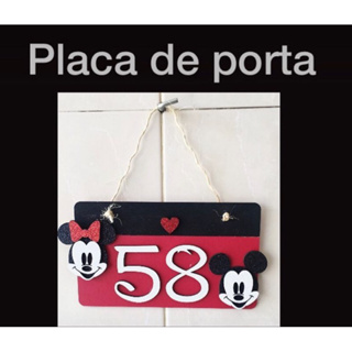 Placa de Porta Decorativa Mickey e Minnie