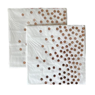 Guardanapo de papel decorado com bolinhas rose gold para festa aniversários e mesa posta 33x33cm com 10 unidades toalha de papel