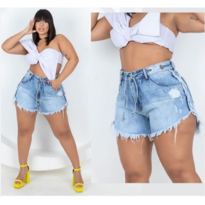 Bermuda Jeans Boyfriend Cintura Média Plus Size