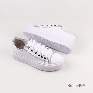 All star plataforma feminino branco couro linha preta - Kepucce Shoes