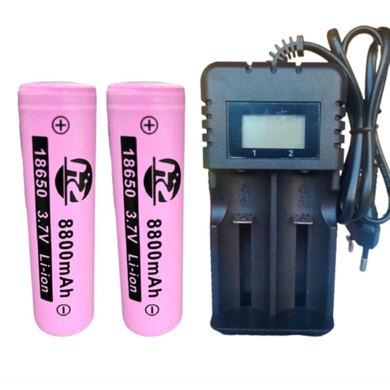 Kit 2 Baterias FVitoria 18650 8800mAh 3.7/4.2v + Carregador Duplo LED