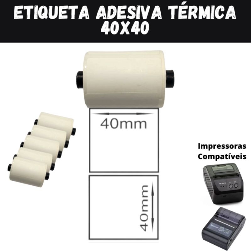5 rolos etiqueta adesiva 40x40 para mini impressora bluetooth