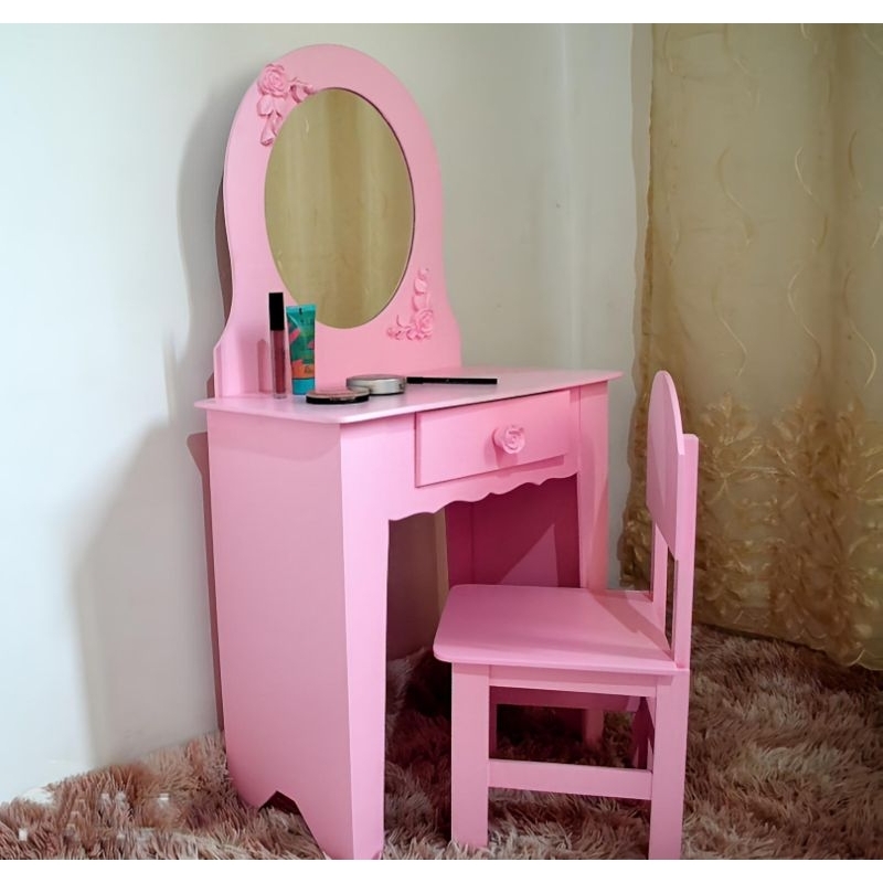 Penteadeira Infantil Maquiagem Para Meninas Com Espelho Tigo Cor Princesa