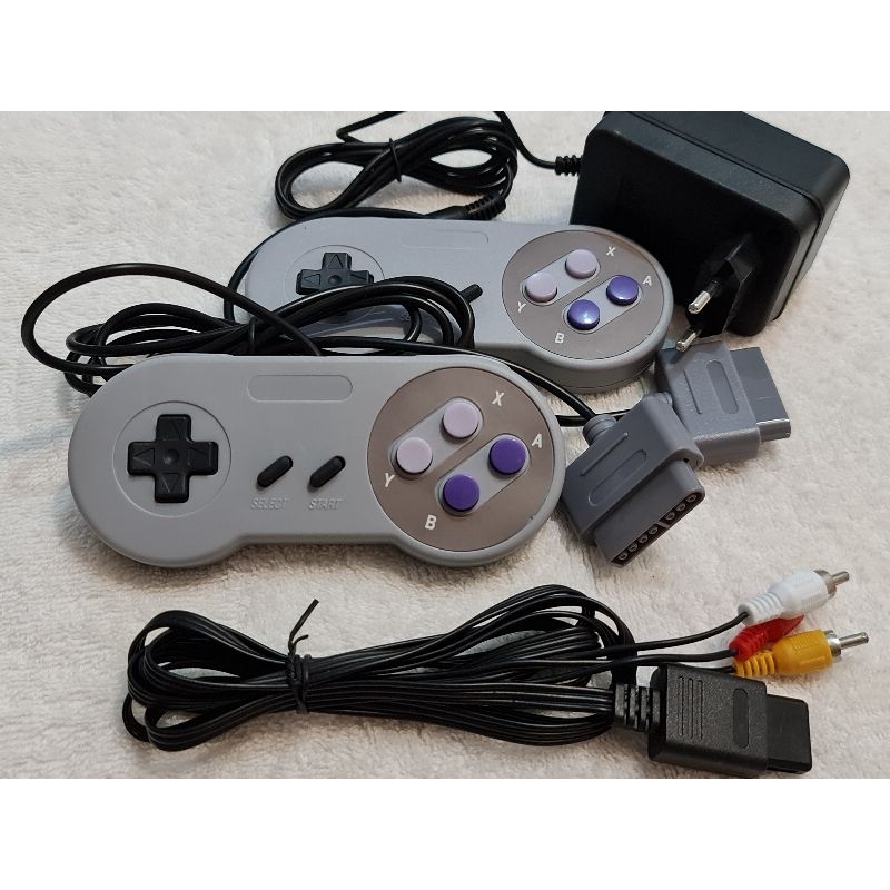 Super Nintendo Vídeo Game Jogo Controle Fonte Cabo Av Snes