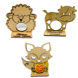 kit 05 Porta Bombom de Fazendinha Mdf cru, lembrancinhas Alt. 8cm