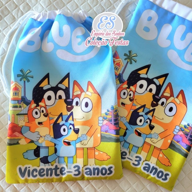 sacolinhas Bluey personalizadas para lembrancinha de aniversário festa batizado