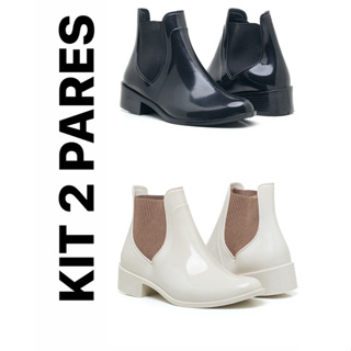 Kit 2 Pares Bota Galocha Feminina Injetada Em Pvc Barato Com Palmilha