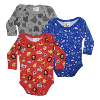 Body Roupa de Bebê Manga Longa Suedine Algodão Estampados,Branco, Azul, Rosa, Verde Liso P, m e G, 1, 2 ou 3 anos - Atacado