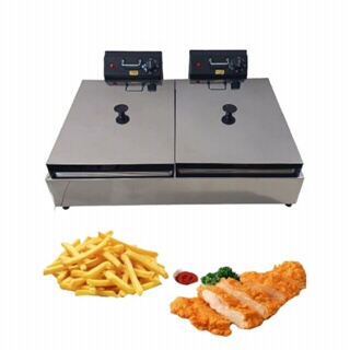 Fritadeira elétrica profissional 12 litros 2 cubas de 6 litros cada com tampa