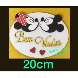 Placa Decorativa Para Porta Mickey e Minnie Disney