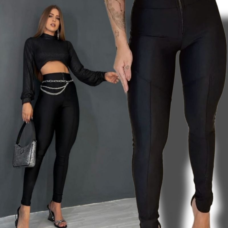 Calça legging Estilo Prada com Zíper na Cintura e Calça com Cinto Estilo  Prada festa Junina julina todas as ocasiões