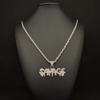 Colar Savage Cravejado Hiphop Premium Ice
