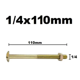 Kit 2 Peças Parafuso 1/4x110mm para Montagem de Cama Móveis Fenda Combinada com Porca