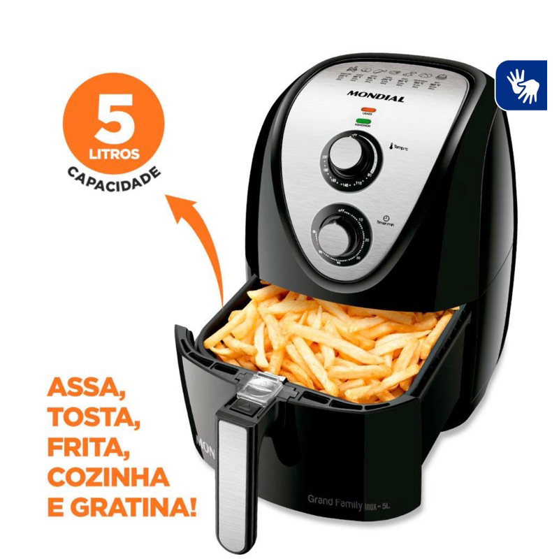 Gaabor Fritadeira Elétrica Air Fryer 4L 1450W Analógica Visor Transparente  Tecnologia Cyclone 360 127v : : Cozinha