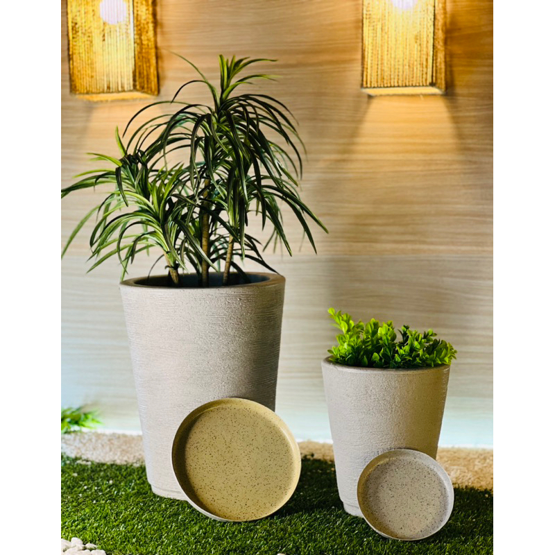 Kit com 2 vasos coluna redonda escovada n1 e n2 com pratos coletor