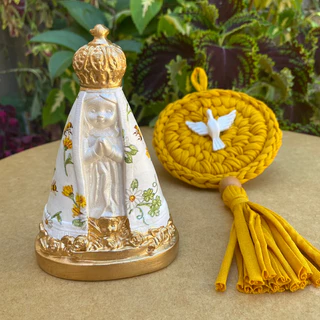Kit Lembrança de Batizado Padrinhos / Mandala Divino Espírito Santo / Nossa Senhora Aparecida Baby 14cm