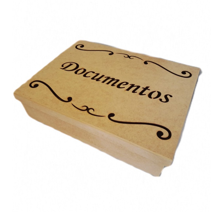 CAIXA PORTA DOCUMENTOS E PAPÉIS EM MDF TAMPA SAPATO VAZADO LASER